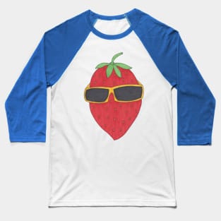 Cartoon strawberry with sunglasses Baseball T-Shirt